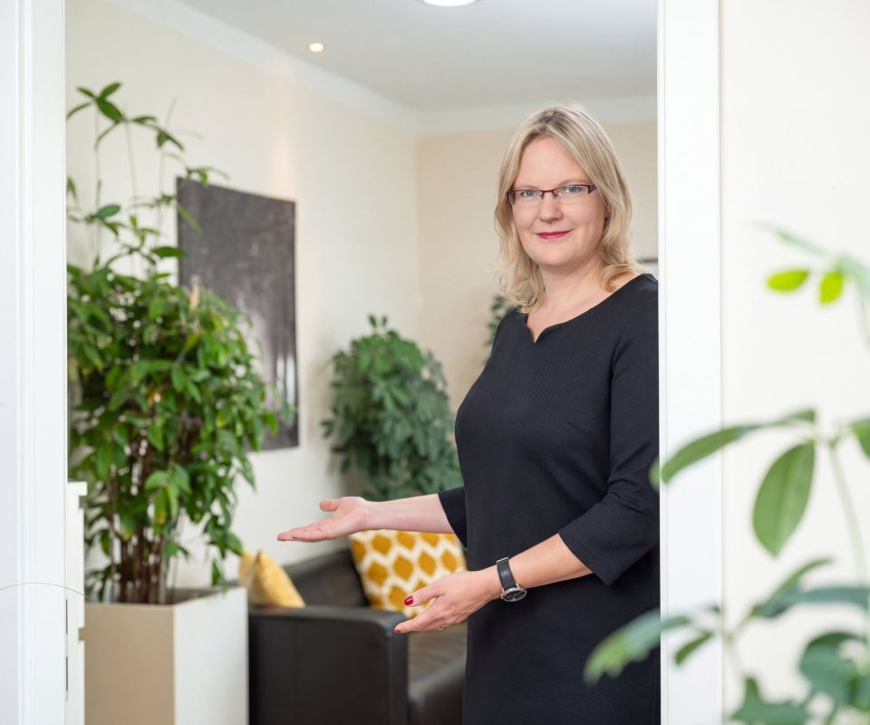Eva Keller heisst dich in den Räumen von Eberle willkommen